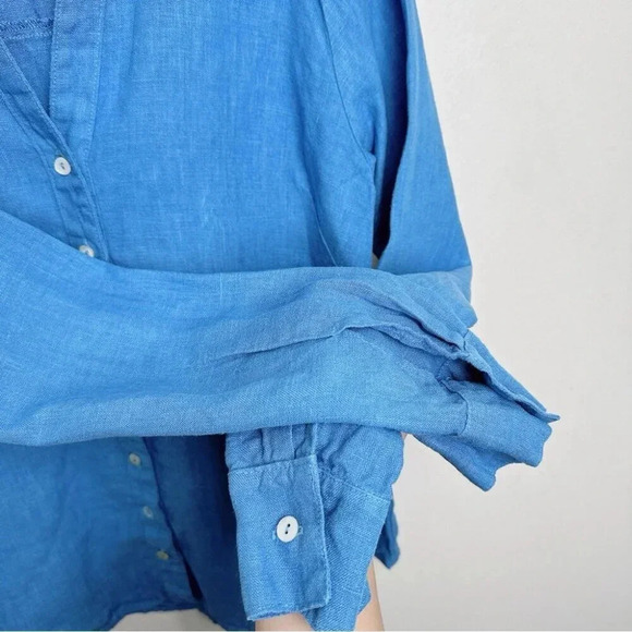 Cut Loose Womens Size Xsmall Linen Button Blue  Shirt - Picture 10 of 15